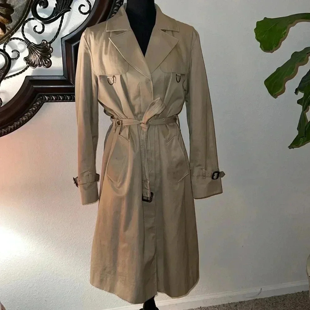 Brooks Brothers 346 Single Breasted Belted Trench Coat Khaki Women's Size 10
